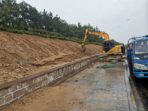 园林中心冒雨施工 加速推进城区绿化工程